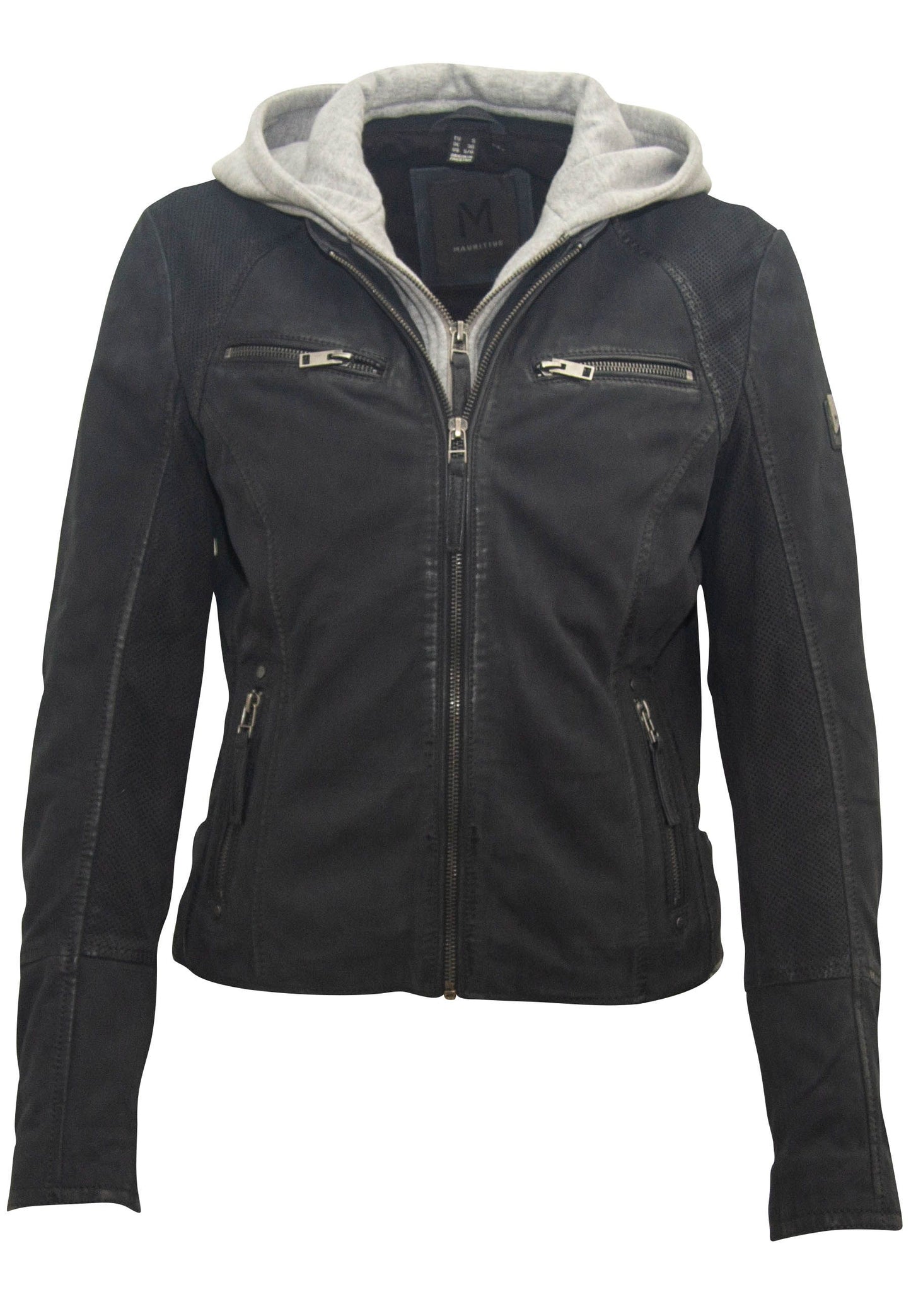 Lisa RF Leather Jacket, Indigo
