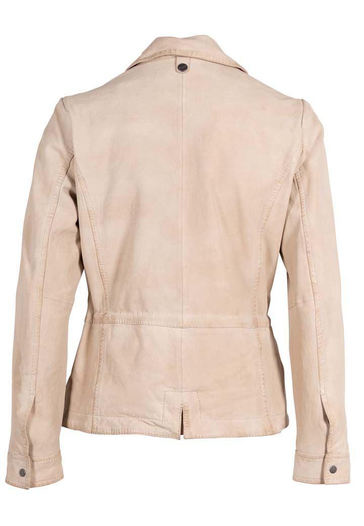 Amaly RF Leather Jacket, Chalk