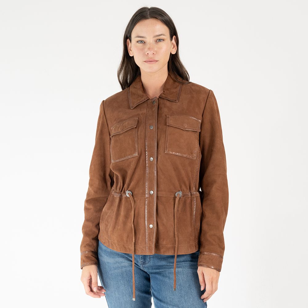 Amaly RF Leather Jacket, Brown