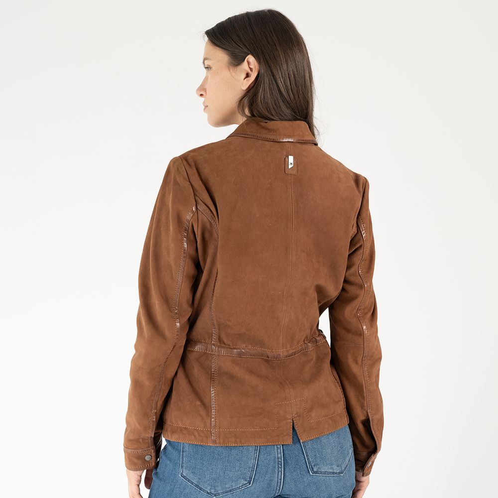 Amaly RF Leather Jacket, Brown
