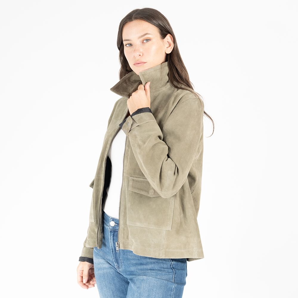 Yaima CF Leather Jacket, Light Sage
