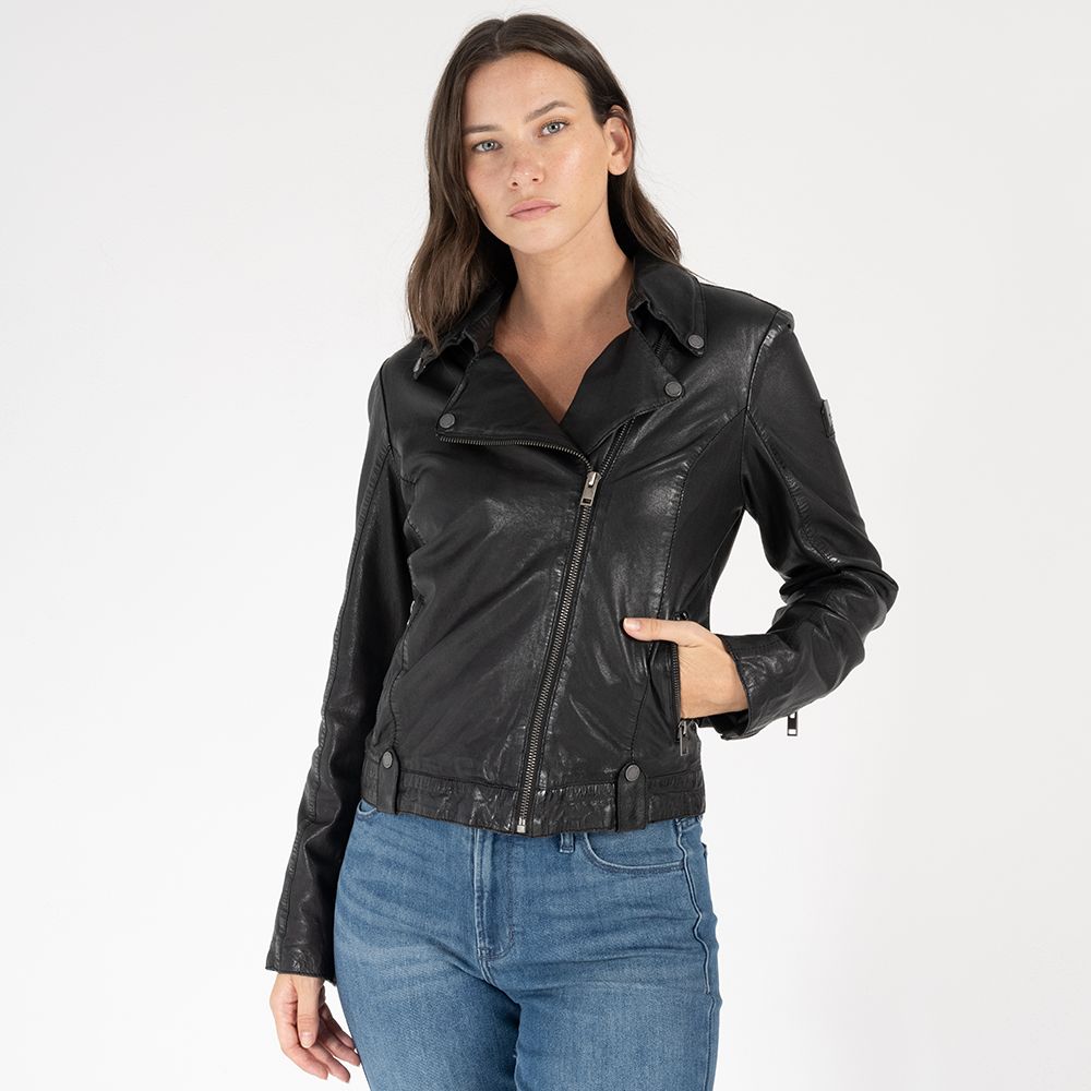 Fayola RF Leather Jacket, Black