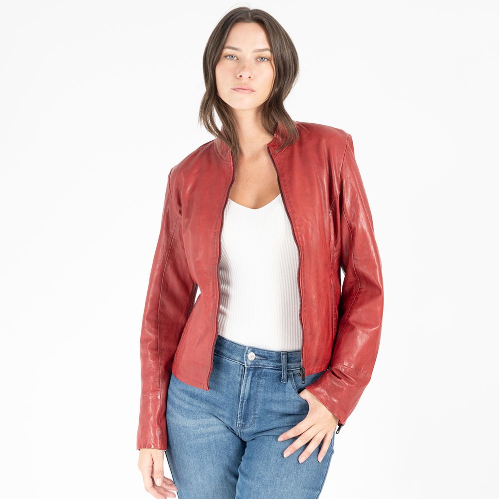 Chessy RF Leather Jacket, Red