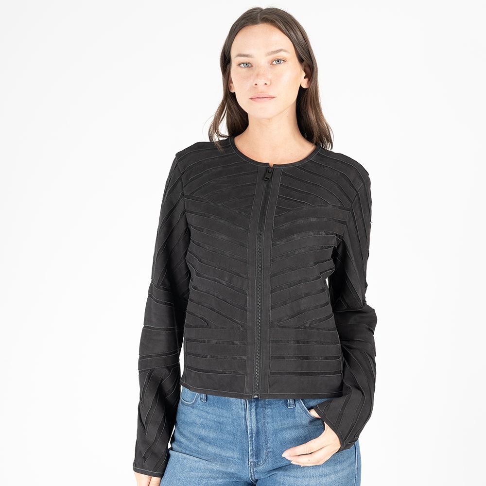 Yva RF Leather Jacket, Black
