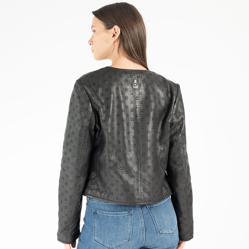 Hillary CF Leather Jacket, Black