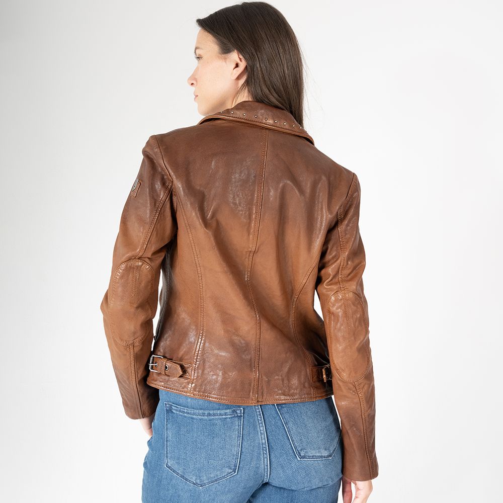 Naila RF Leather Jacket, Golden Brown