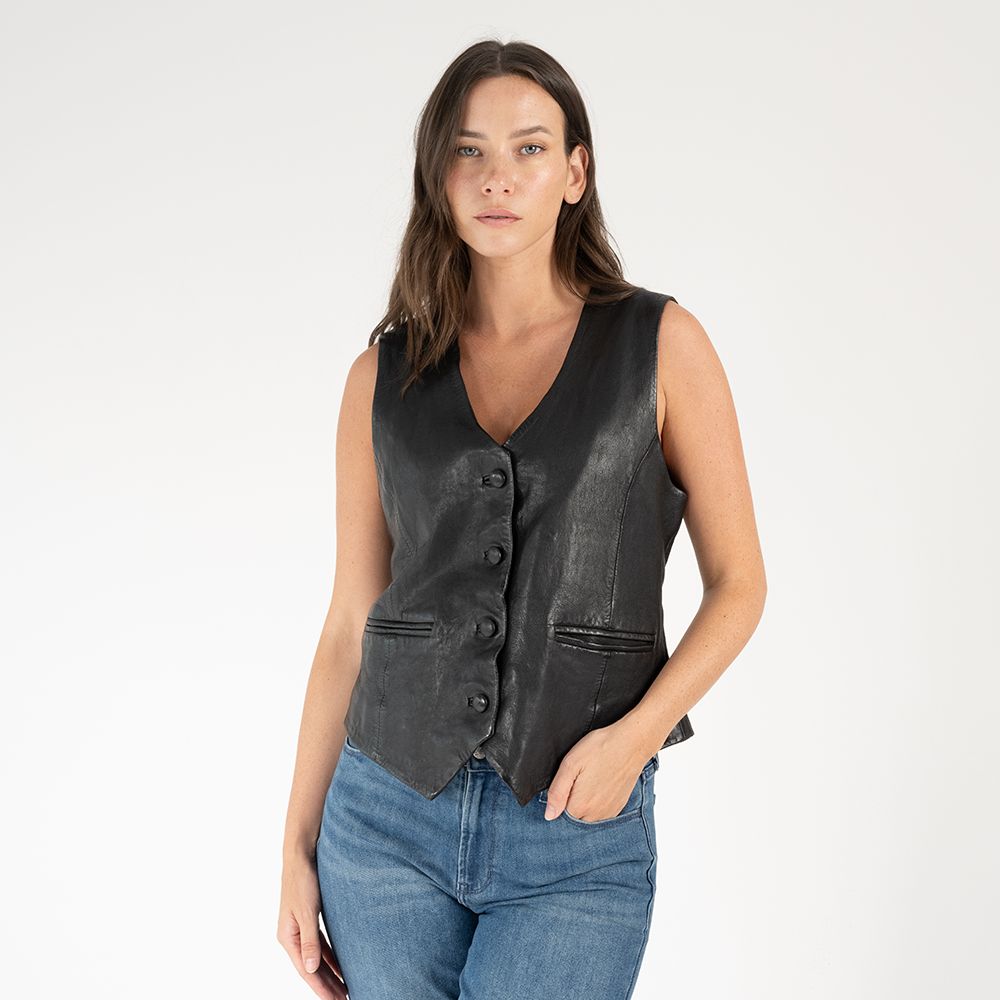 Kiralee RF Leather Vest, Black
