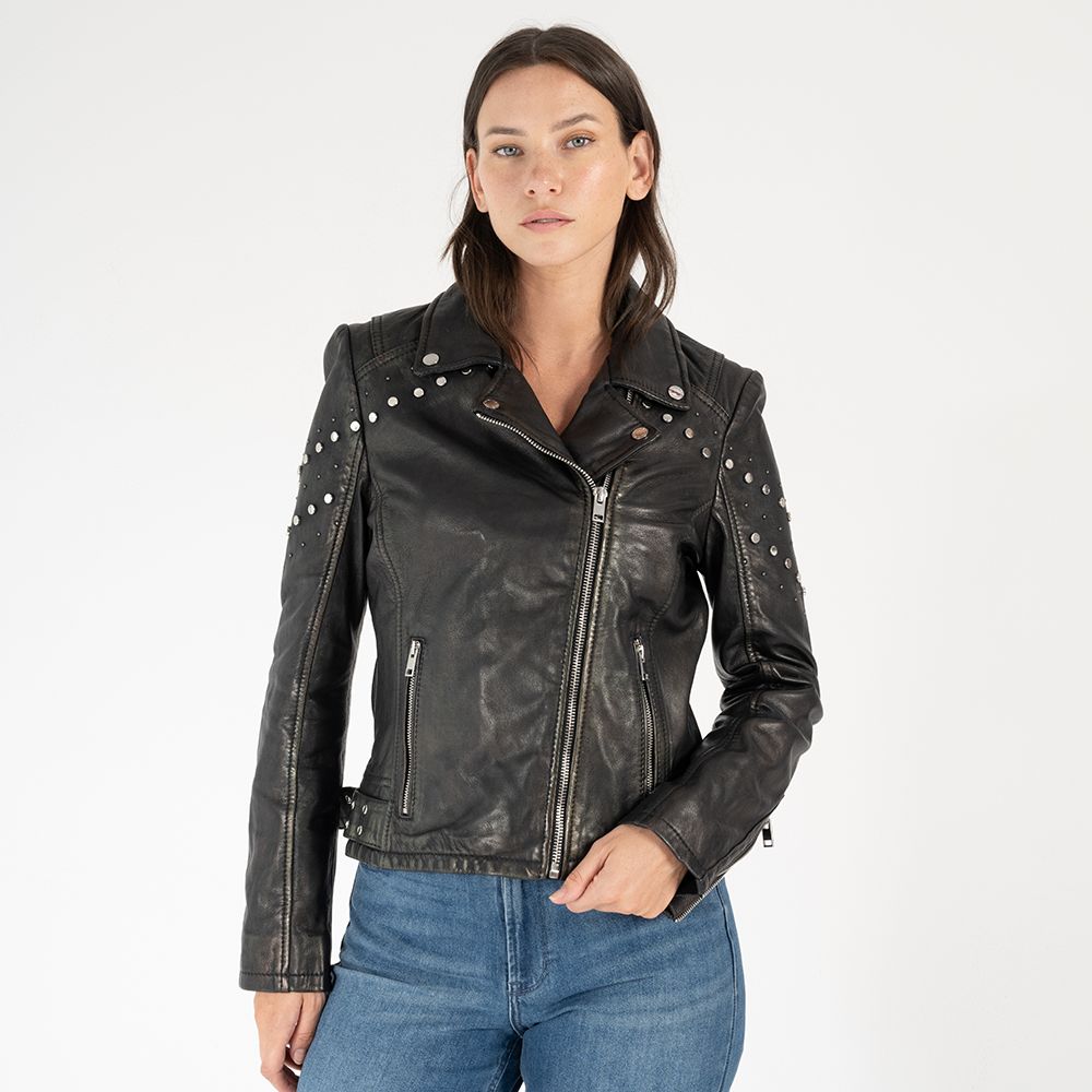 Danielle RF Leather Jacket, Black