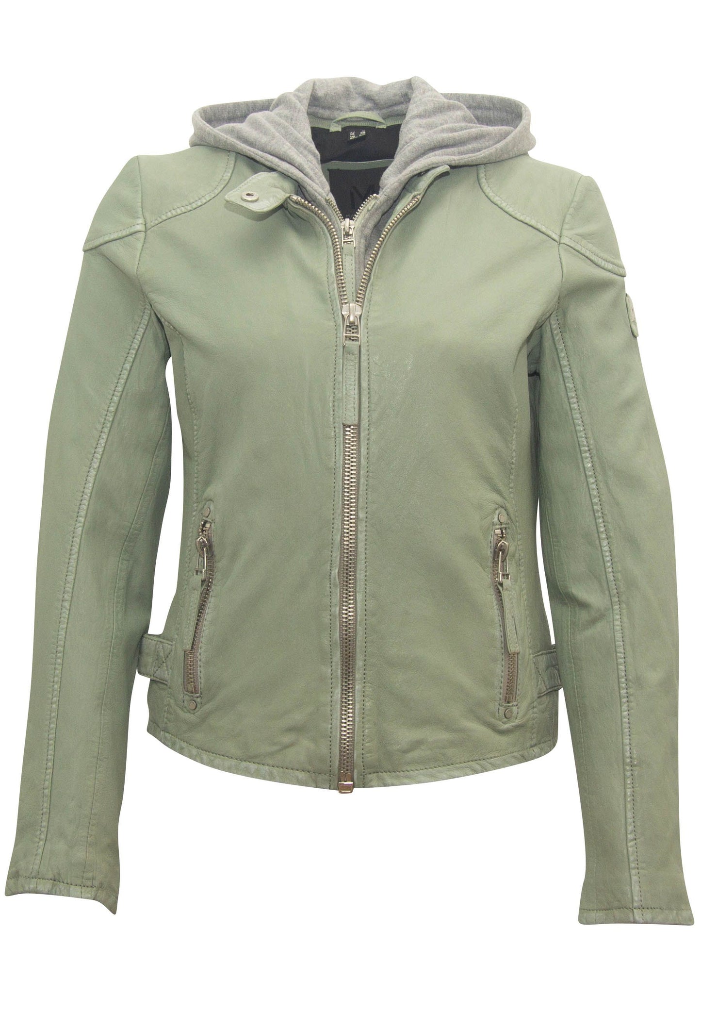 Finja RF Leather Jacket, Seafoam