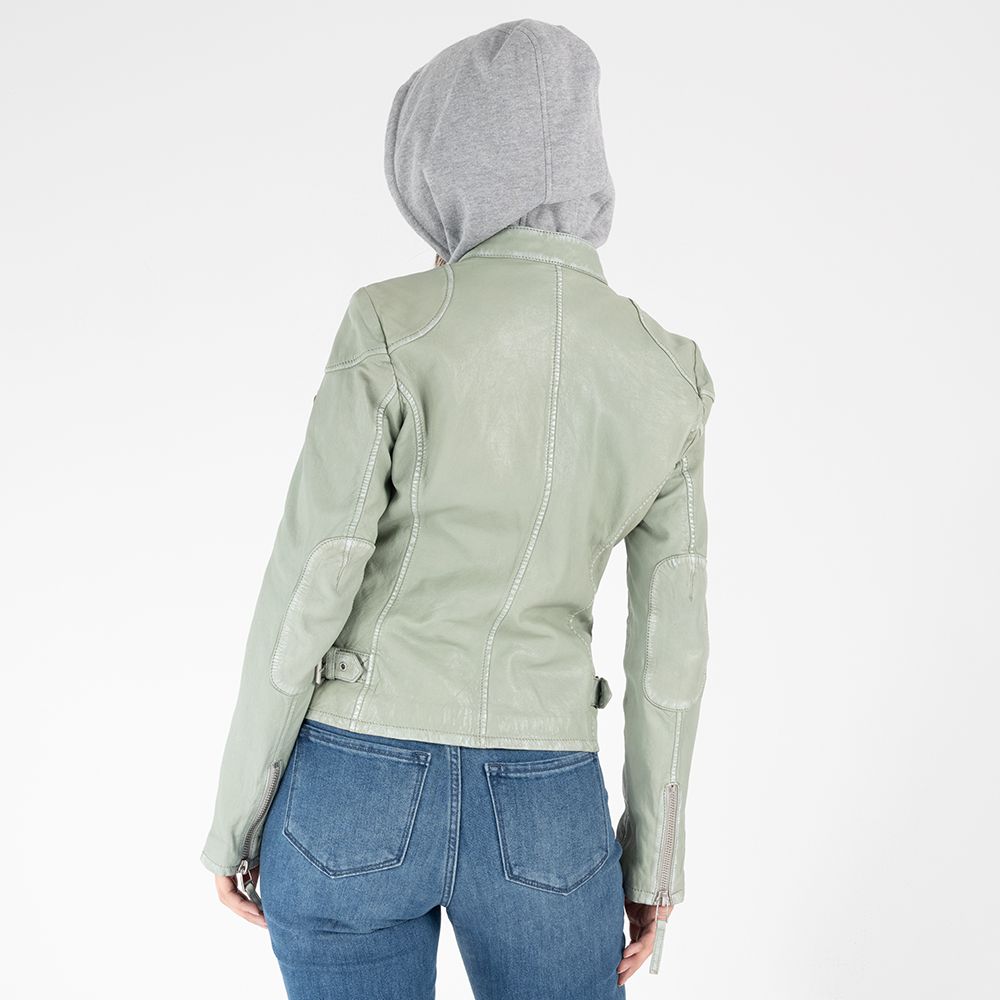 Finja RF Leather Jacket, Seafoam