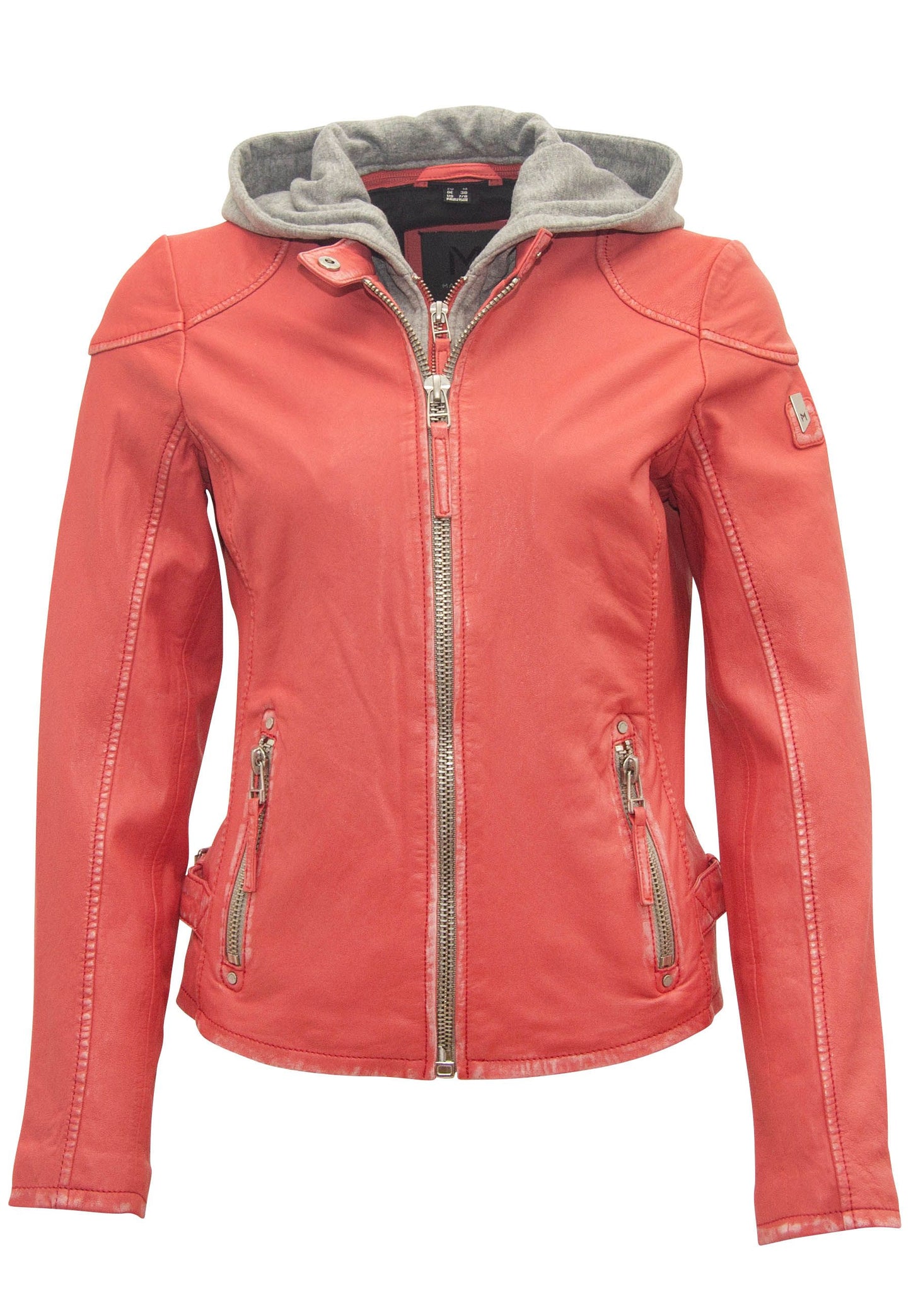 Finja RF Leather Jacket, Coral