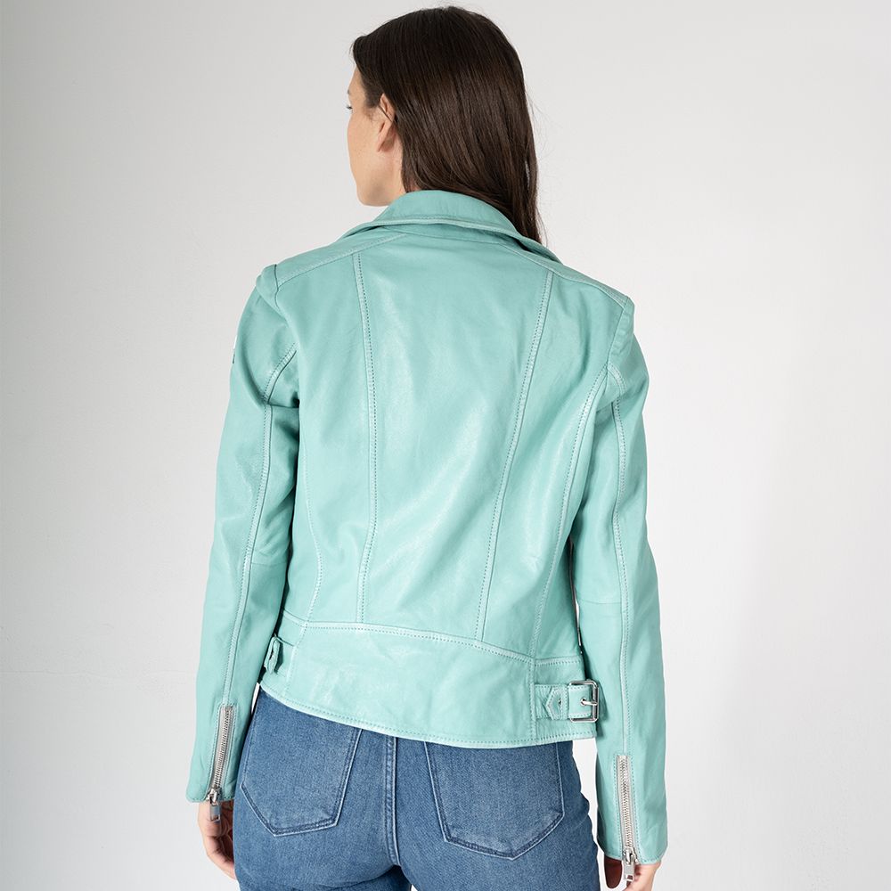 Louzia RF Leather Jacket, Aqua