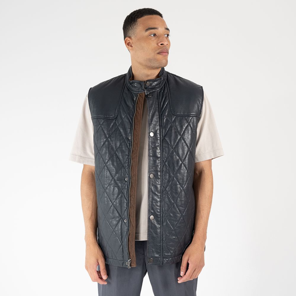 Otis CF Leather Vest, Navy