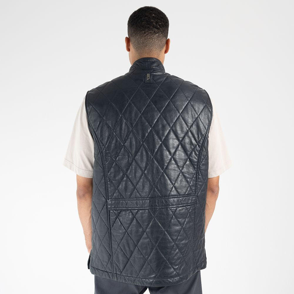 Otis CF Leather Vest, Navy