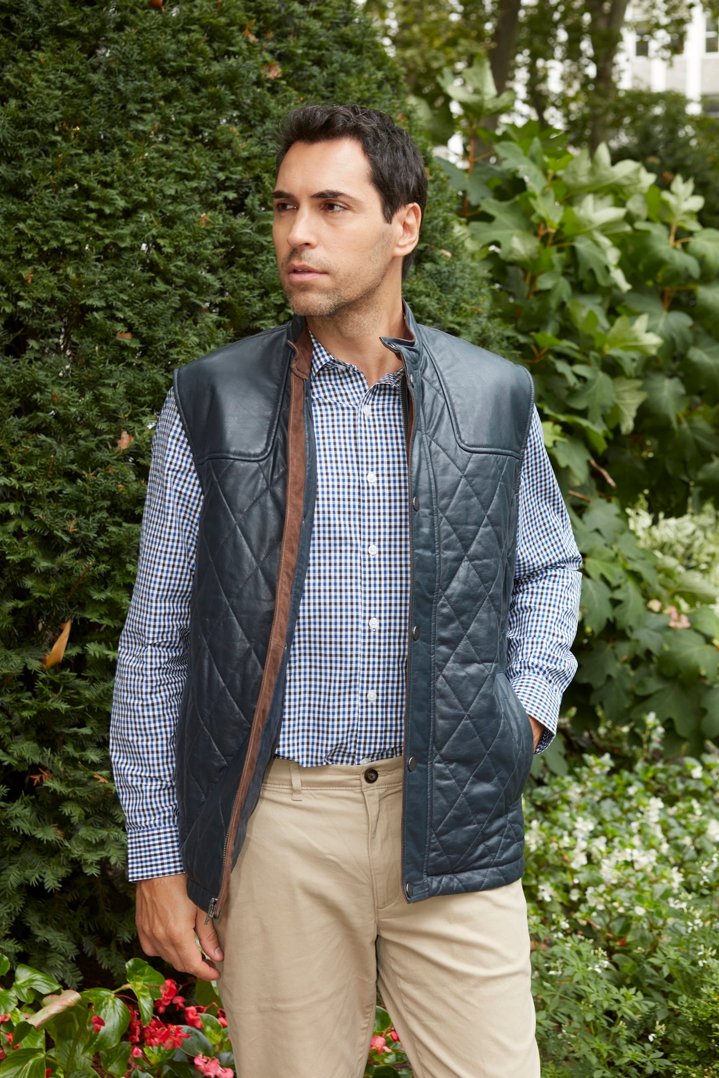 Otis CF Leather Vest, Navy