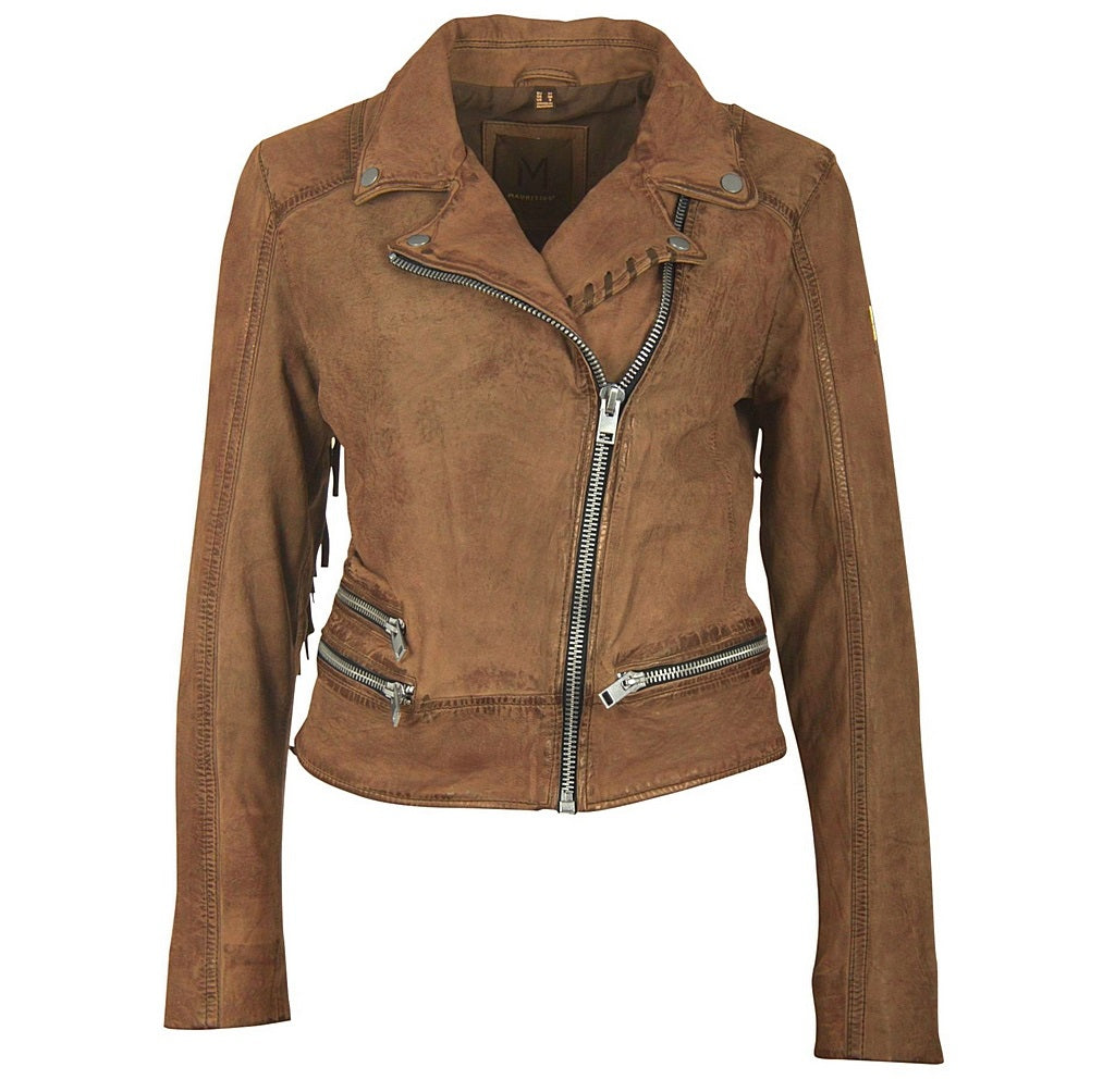Zoe RF Leather Jacket, Cognac