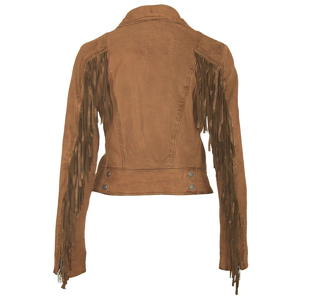 Zoe RF Leather Jacket, Cognac