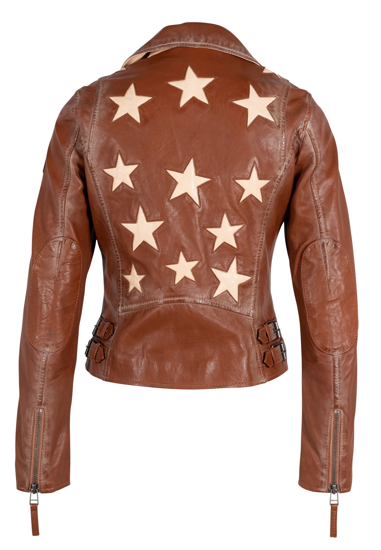 Christy RF Star Detail Leather Jacket, Burnt Orange