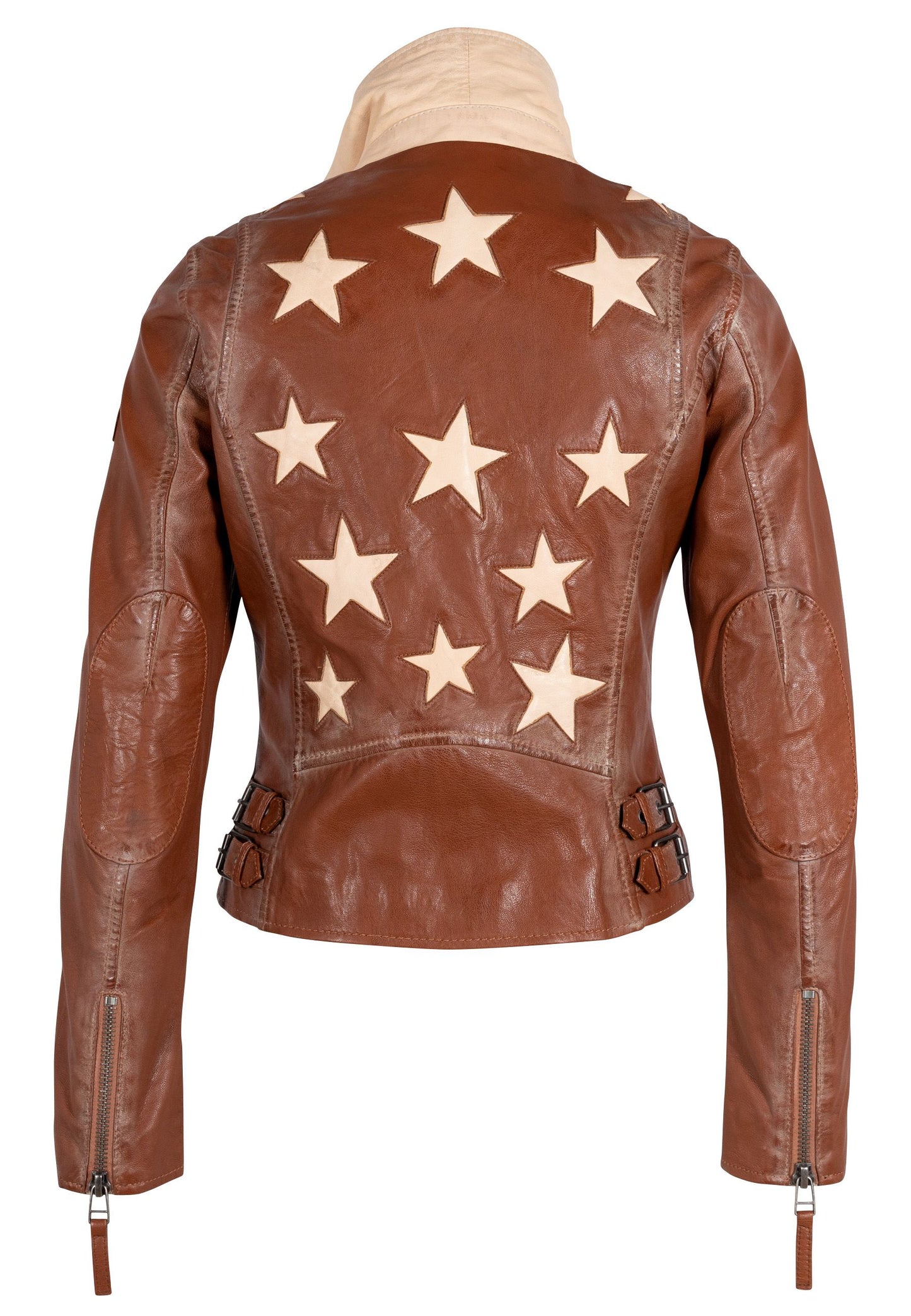 Christy RF Star Detail Leather Jacket, Burnt Orange