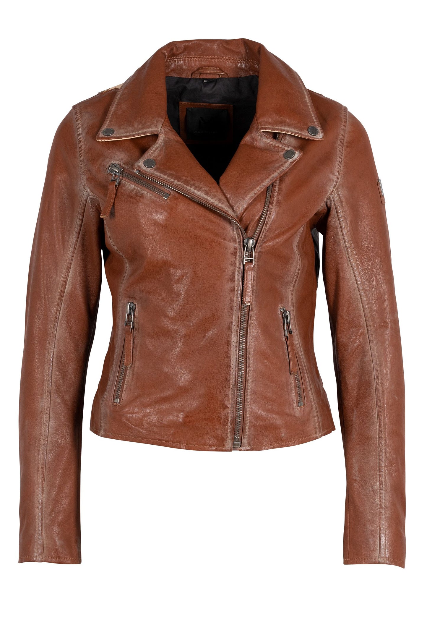 Christy RF Star Detail Leather Jacket, Burnt Orange