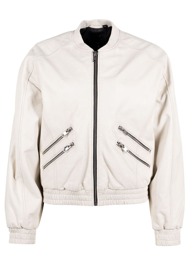 Hariet OS Leather Jacket, Off White