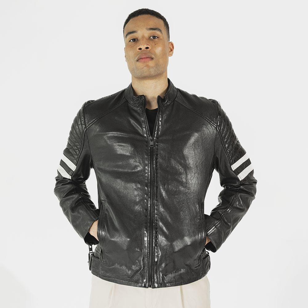 Peter RF Leather Jacket, Black