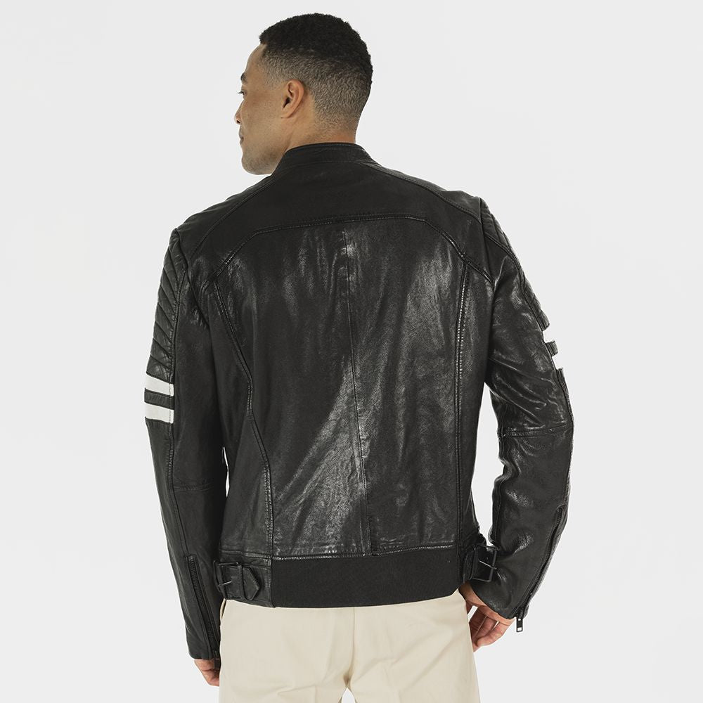 Peter RF Leather Jacket, Black