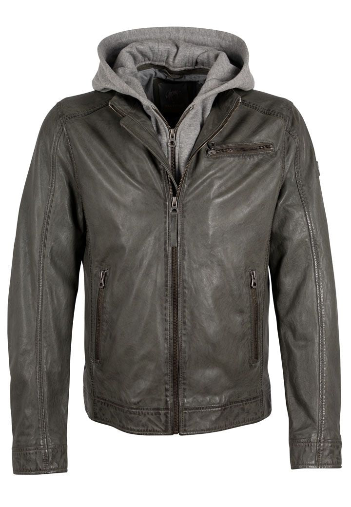 Baxder CF Leather Jacket, Dusty Green