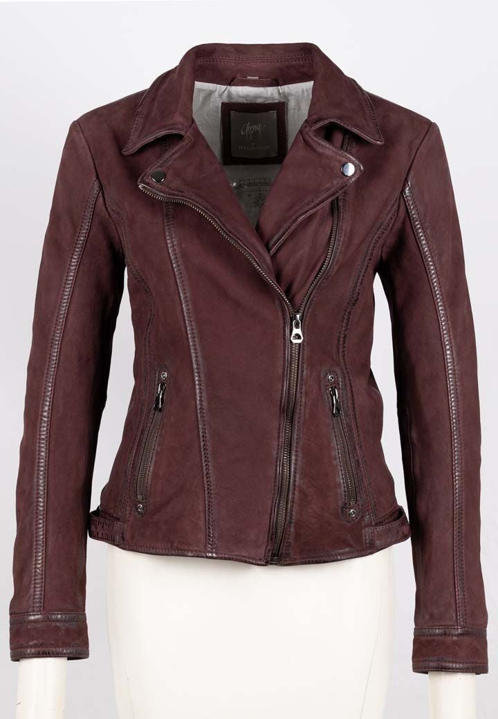 Twila RF Leather Jacket, Wine