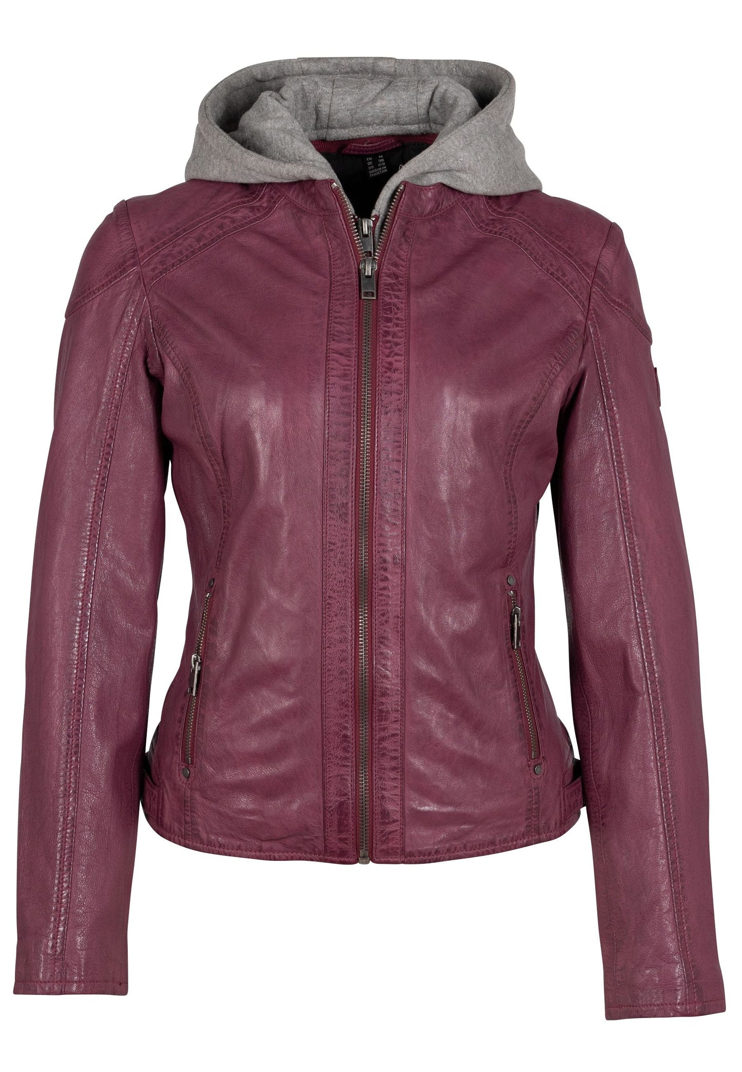 Allice RF Leather Jacket, Dark Pink