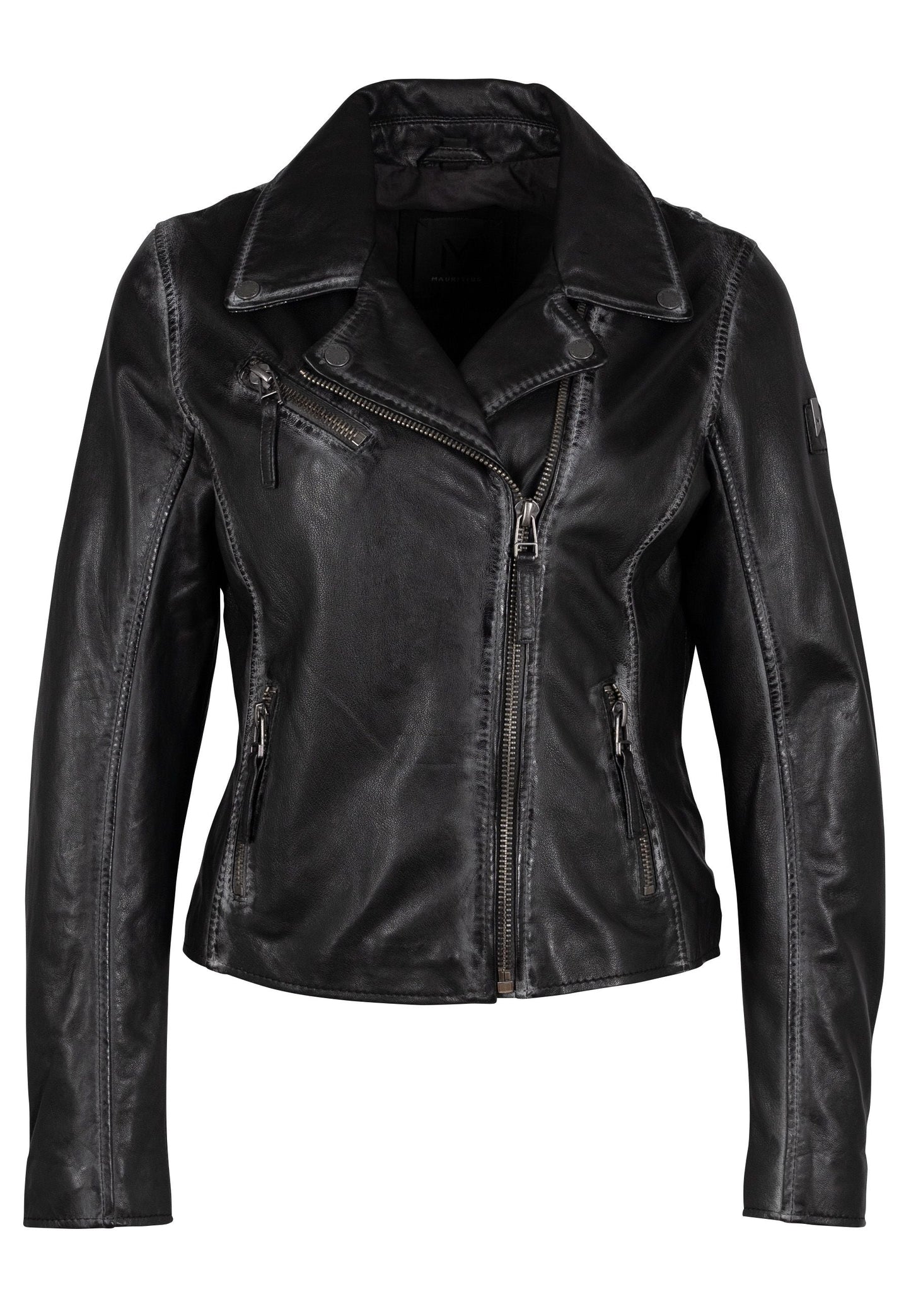 Christy RF Star Detail Leather Jacket, Night Sky