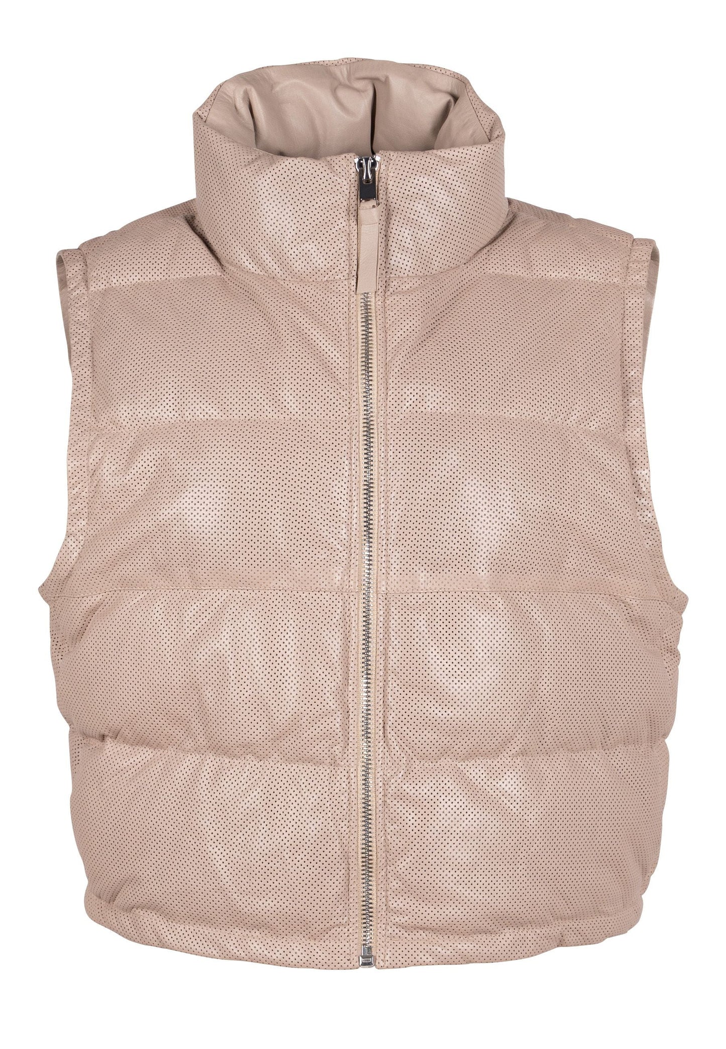 Ellice OS Leather Vest, Stone