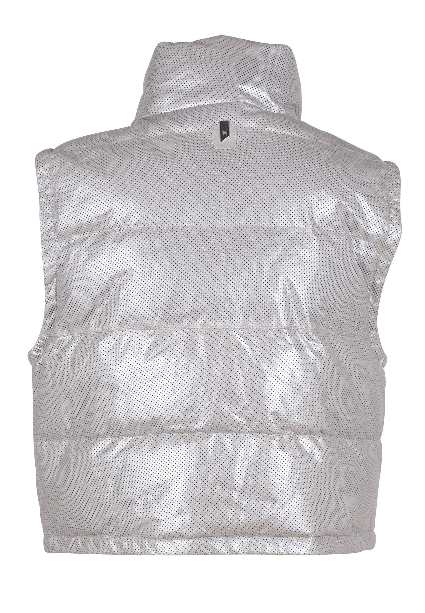 Ellice OS Leather Vest, Silver Metallic