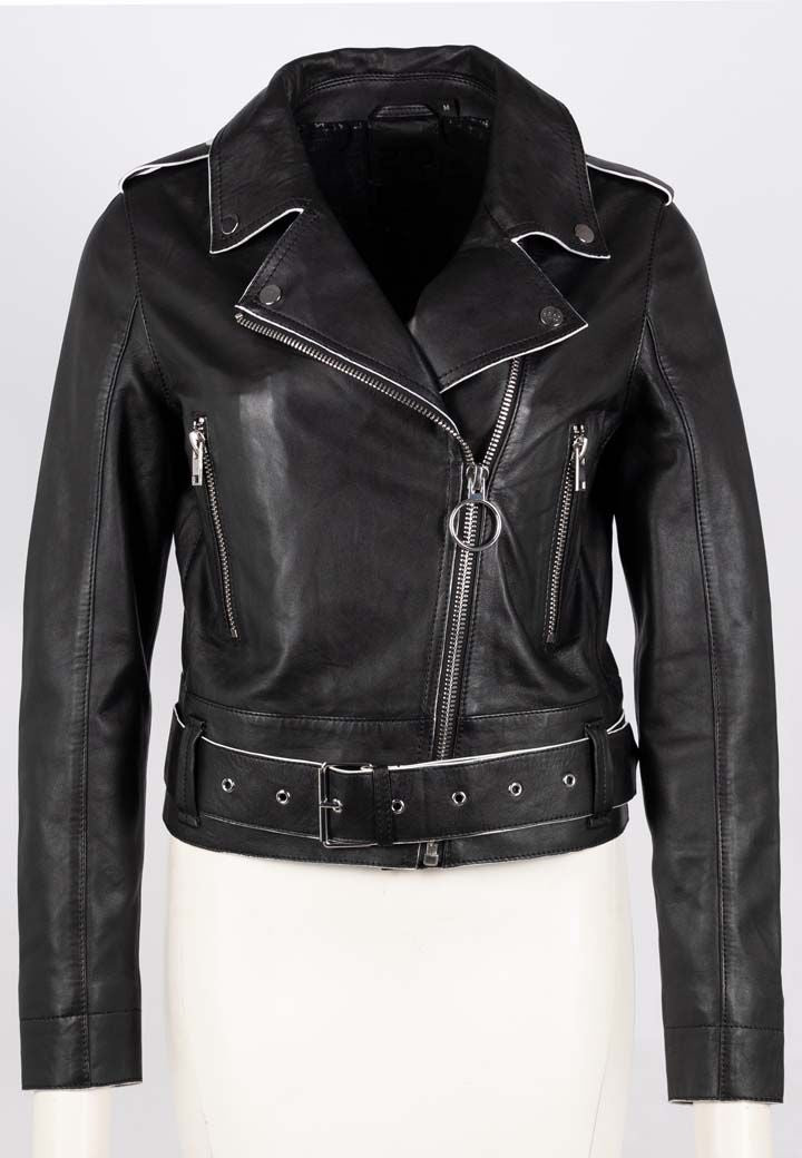 Celin RF Leather Jacket, Black