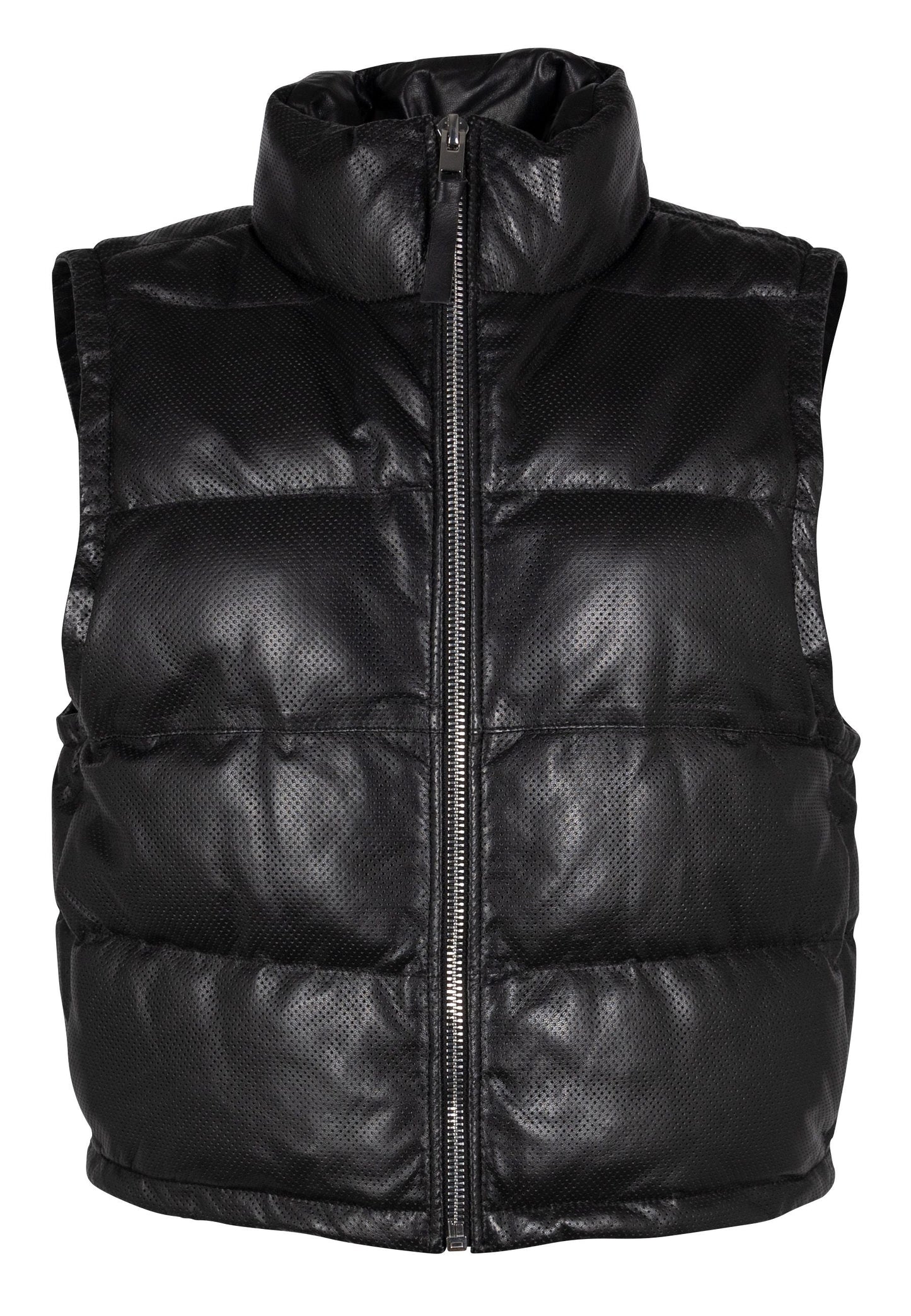 Ellice OS Leather Vest, Black