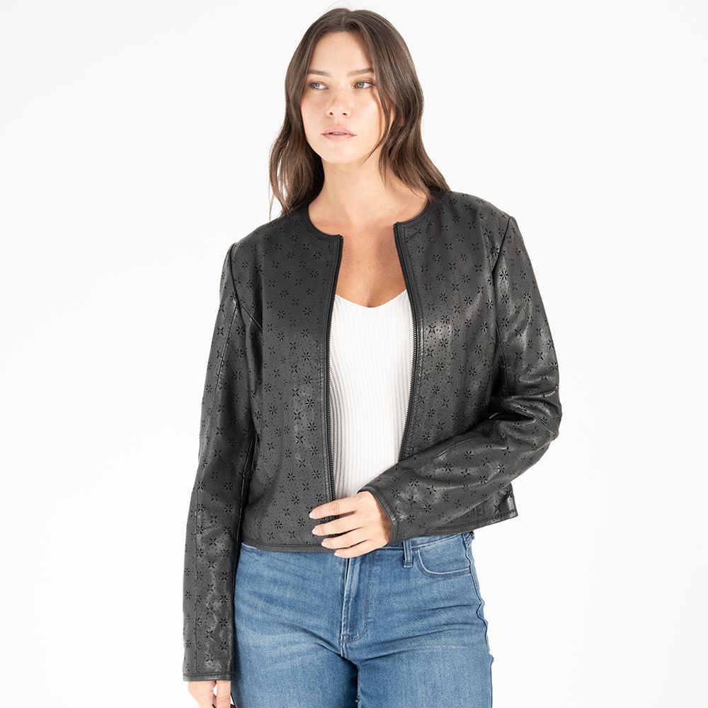 Hillary CF Leather Jacket, Black