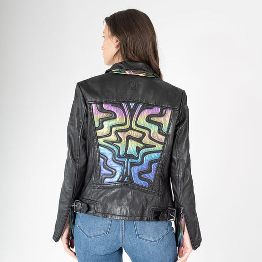 Minji RF Leather Jacket, Black