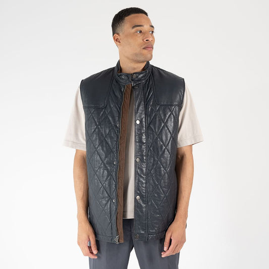 Otis CF Leather Vest, Navy