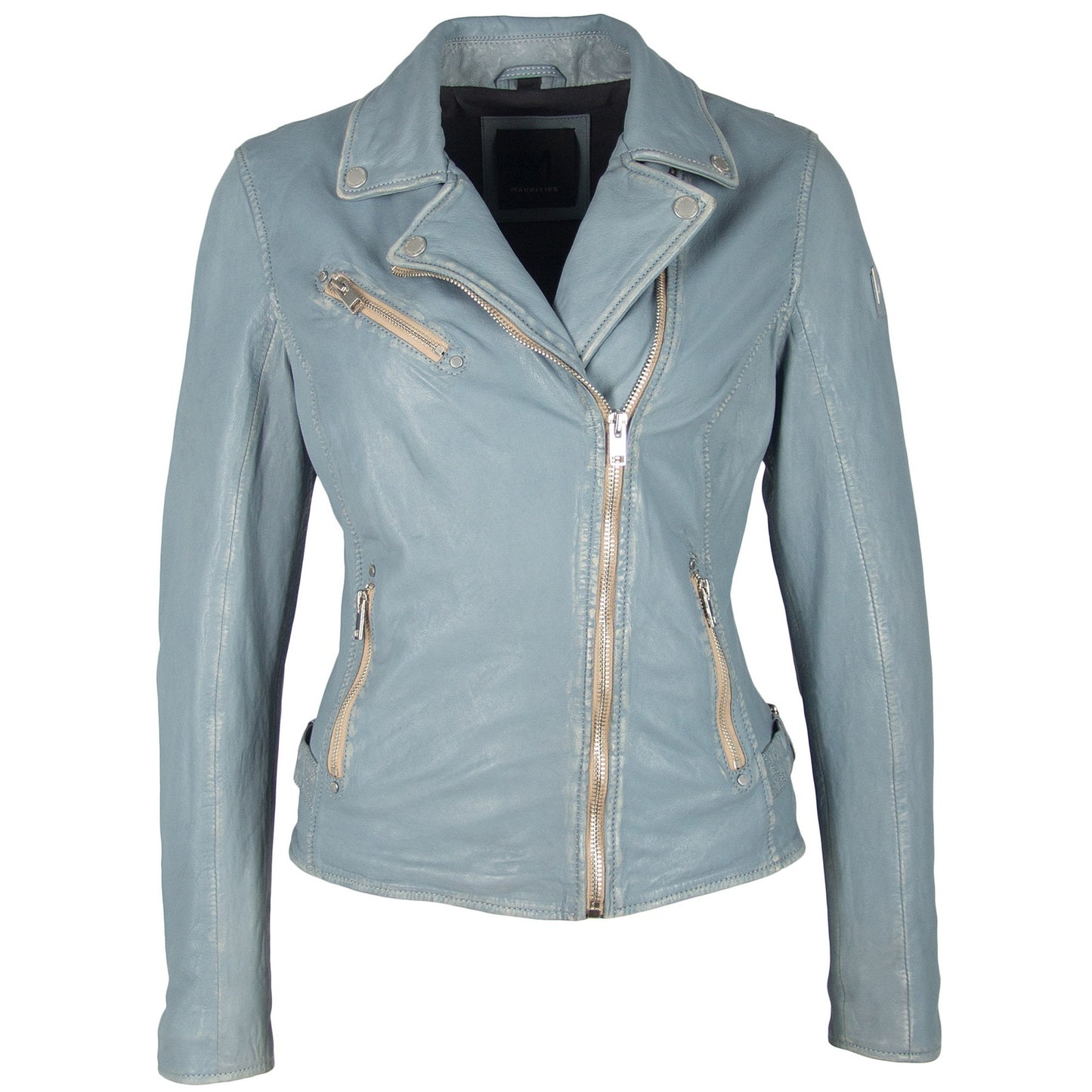 Sofia RF Leather Jacket, Winter Sky