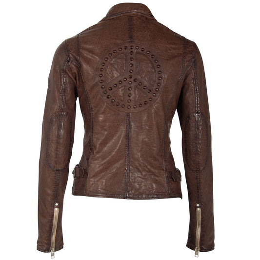 Maysie RF Leather Jacket, Brown