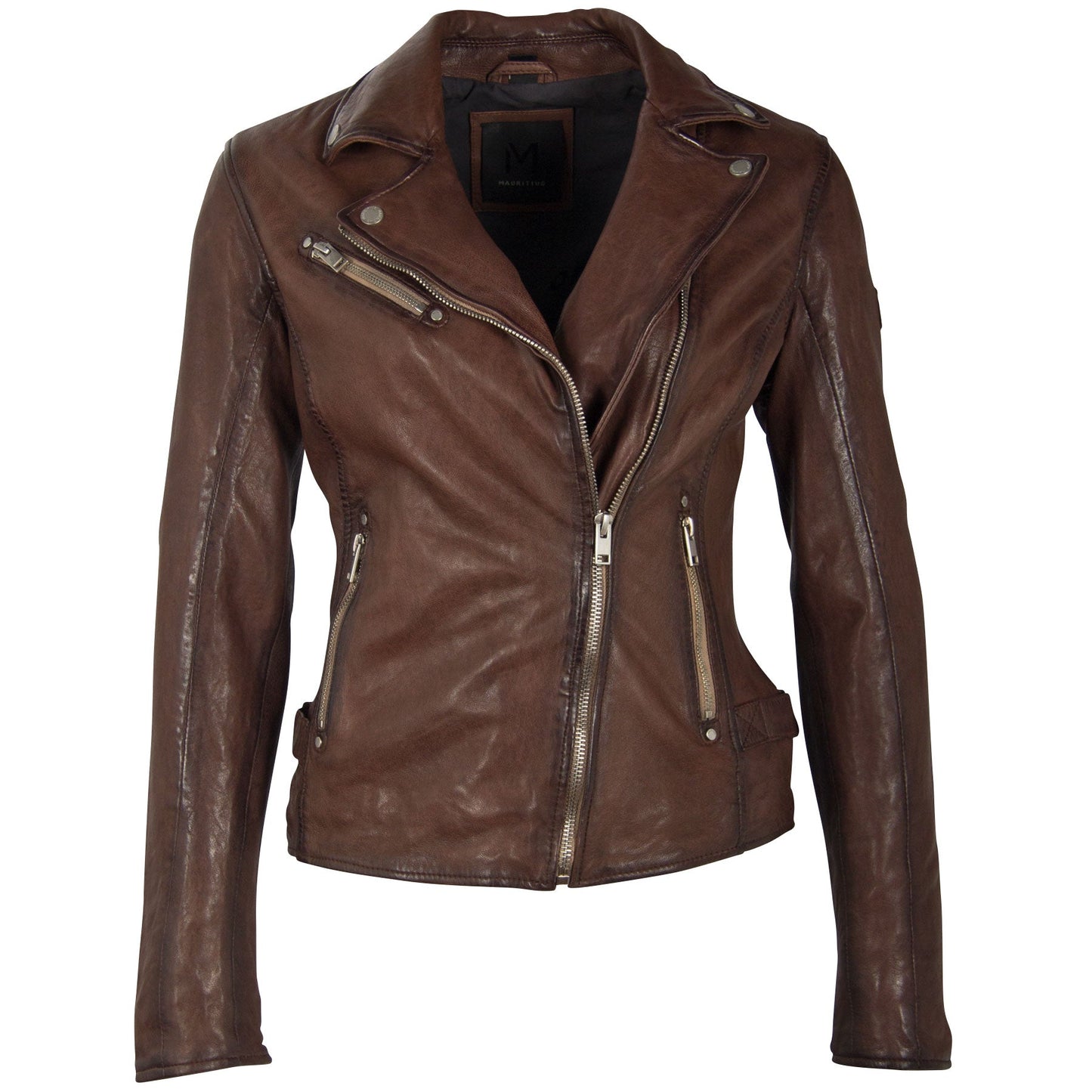 Maysie RF Leather Jacket, Brown