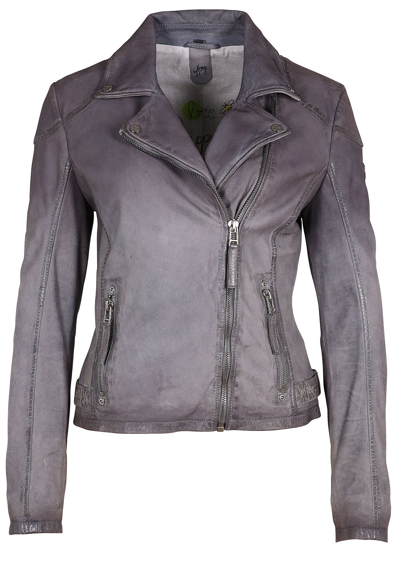 Karyn RF Leather Jacket, Dusty Blue