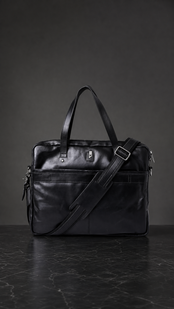 Taylor Leather Laptop Briefcase & Travel Bag with Trolley Sleeve