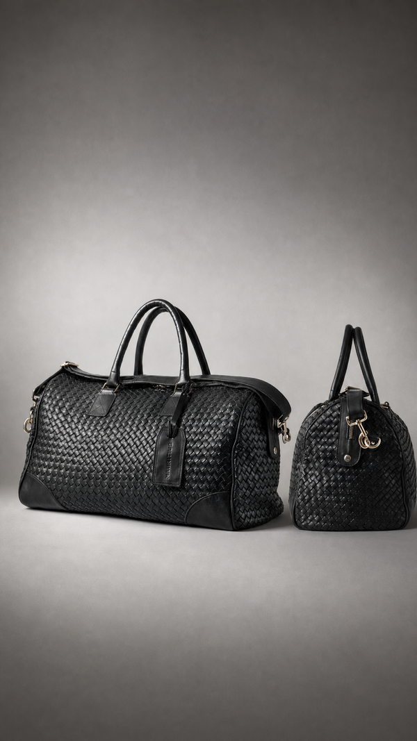 Ryan Woven Leather Weekender Travel Bag
