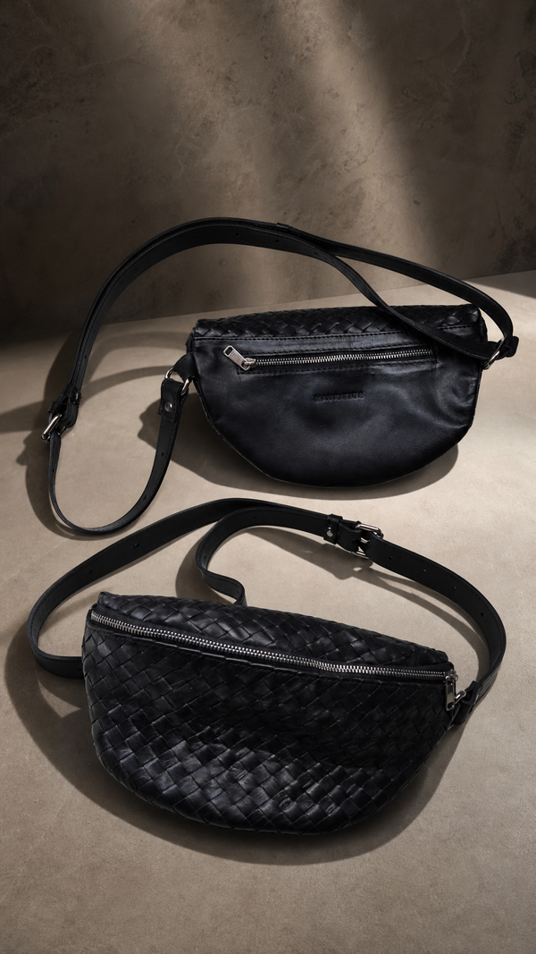 Parker Woven Vegetable-Tanned Leather Crossbody Bag