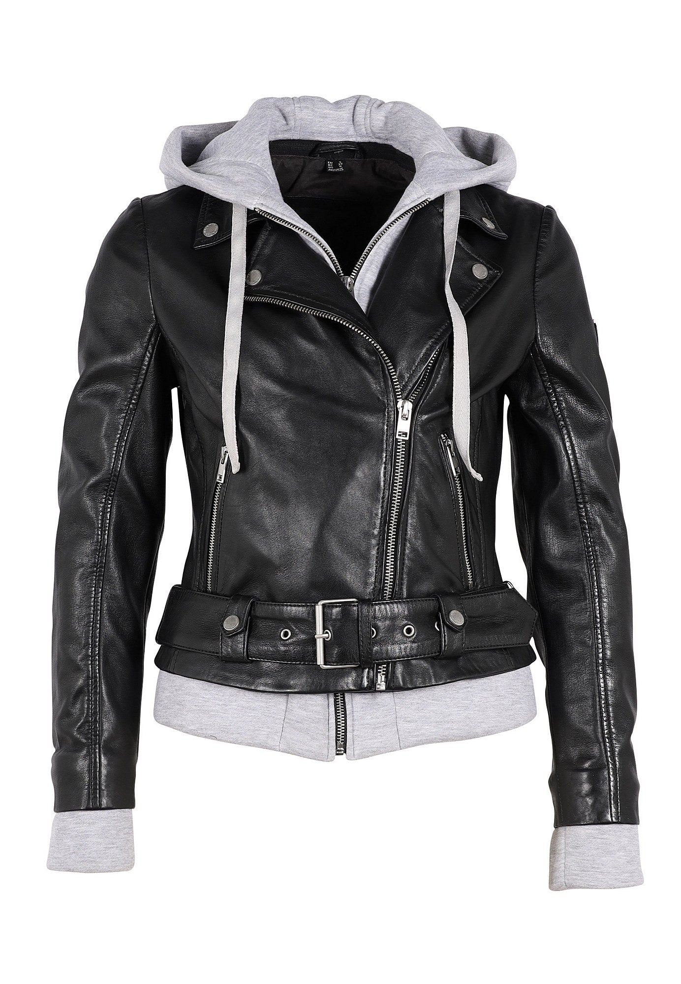 Freda RF Leather Jacket, Black and Grey