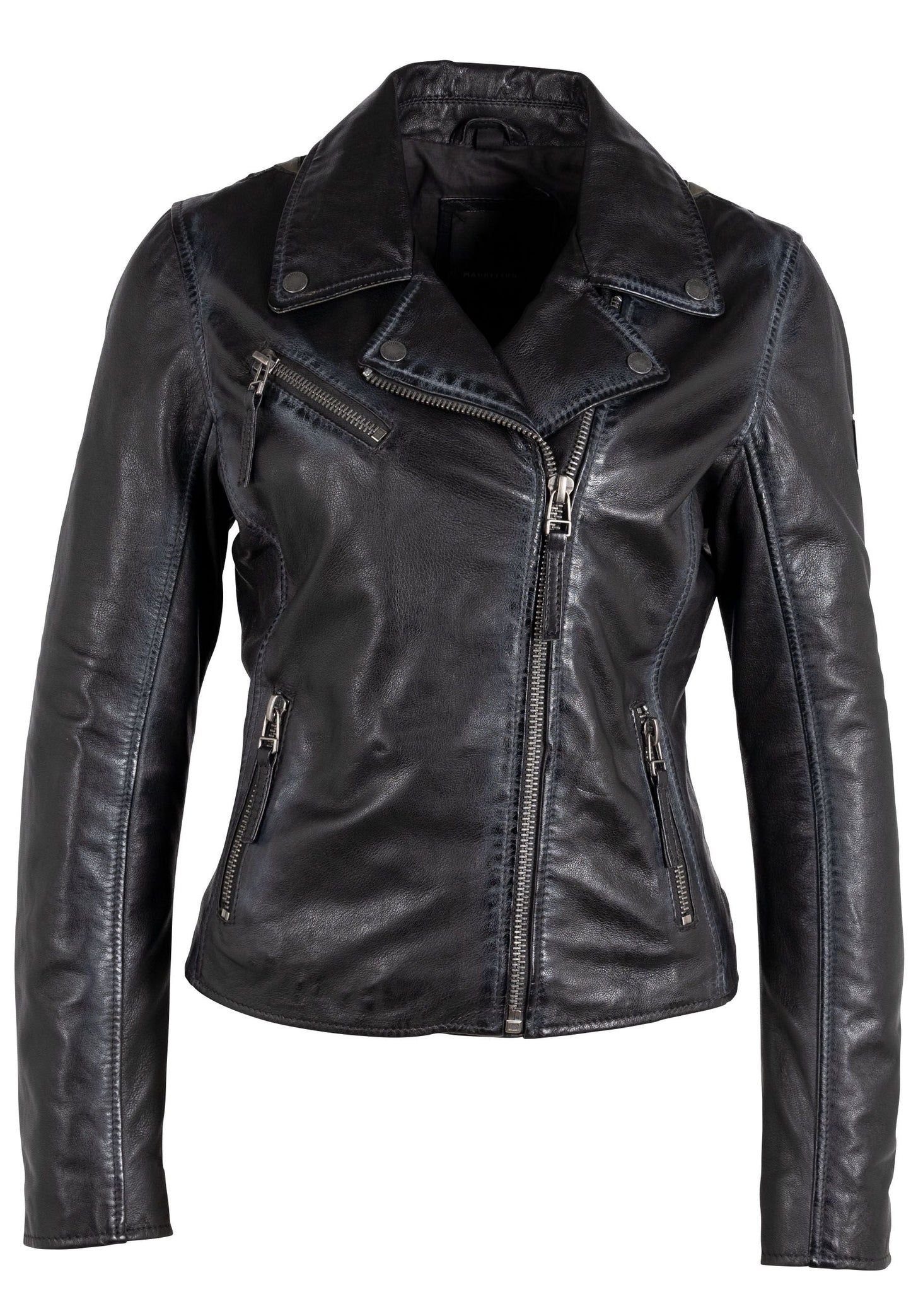 Christy RF Star Detail Leather Jacket, Black Olive