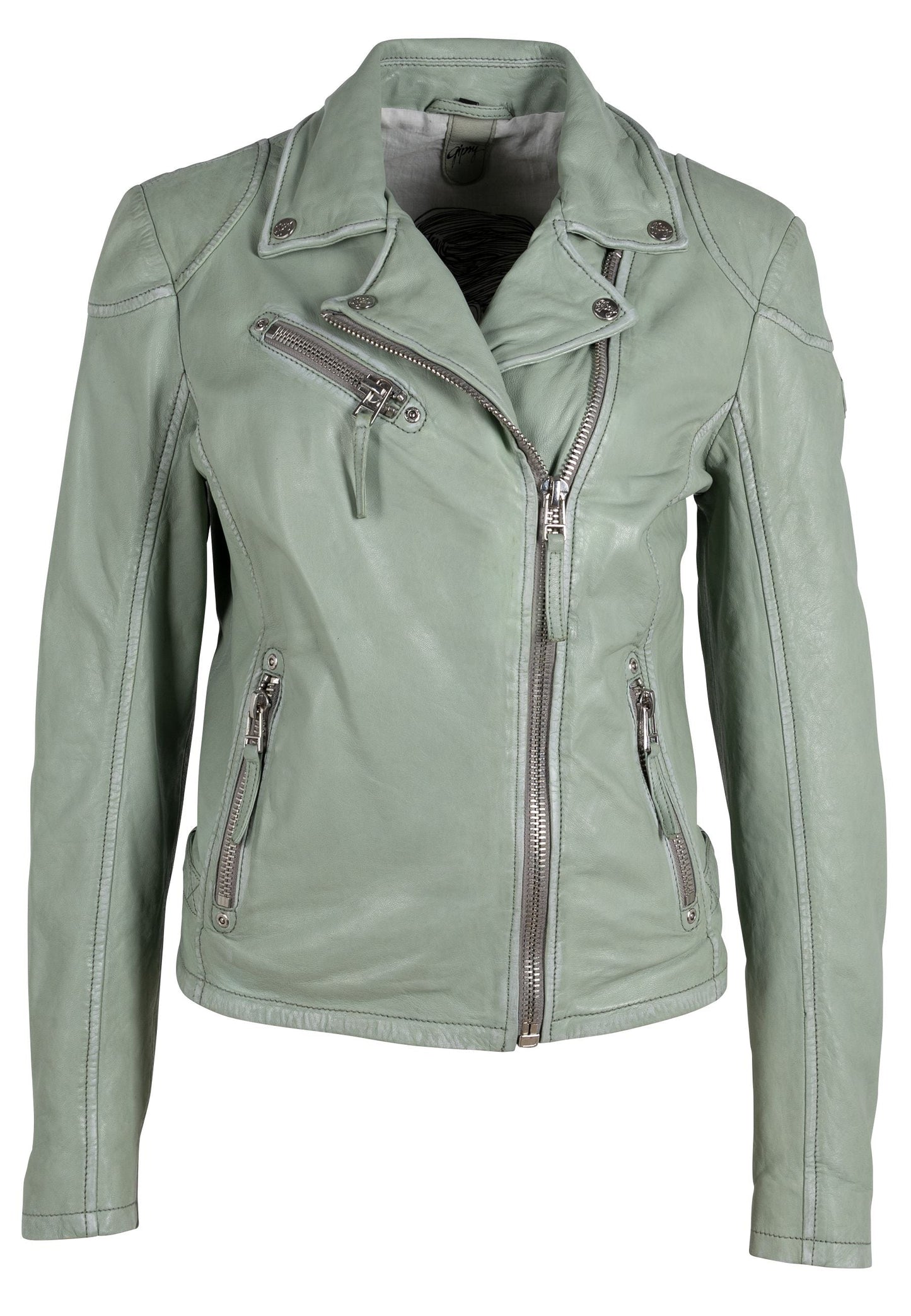 Sofia RF Leather Jacket, Frosty Green