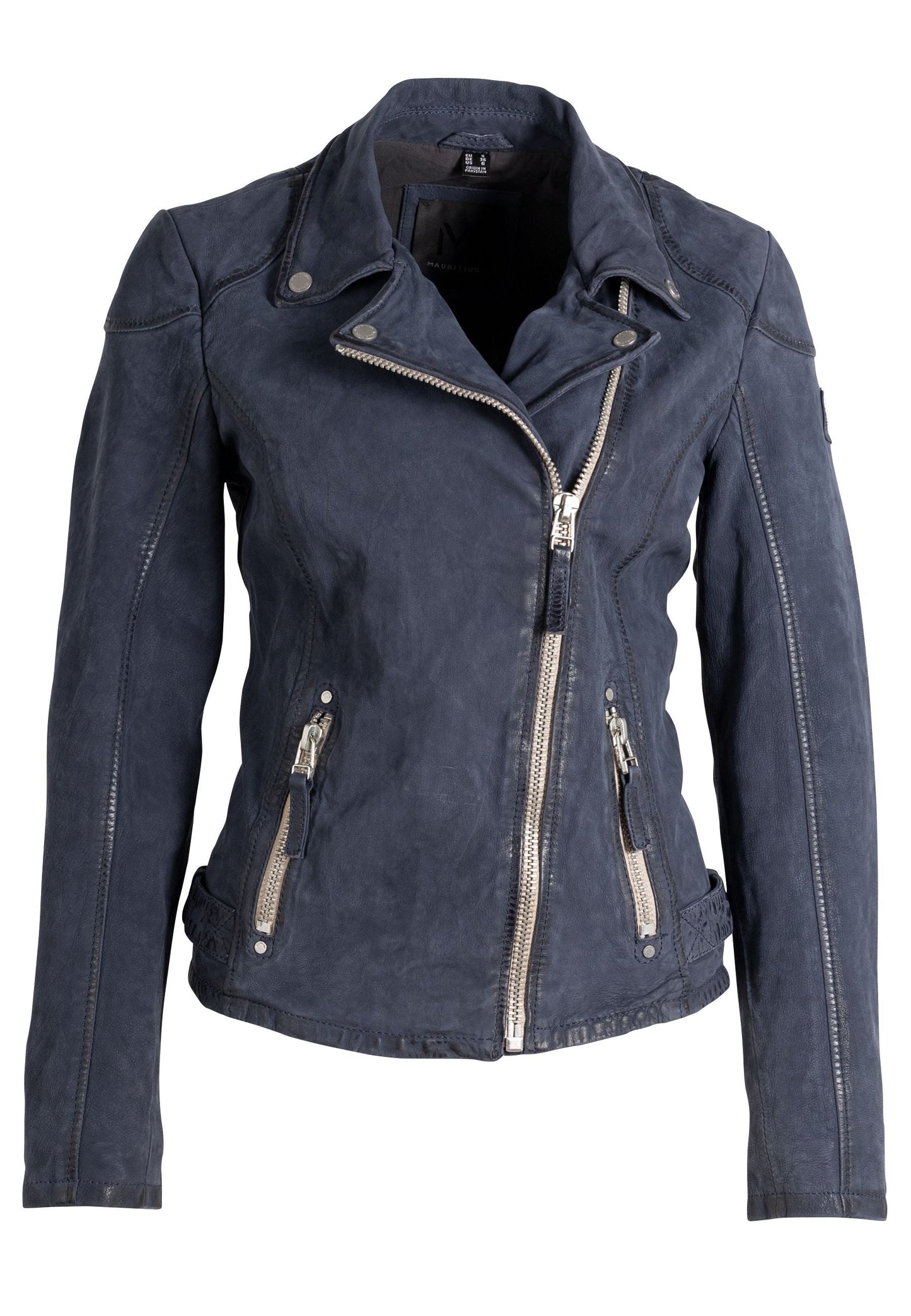 Karyn RF Leather Jacket, Navy