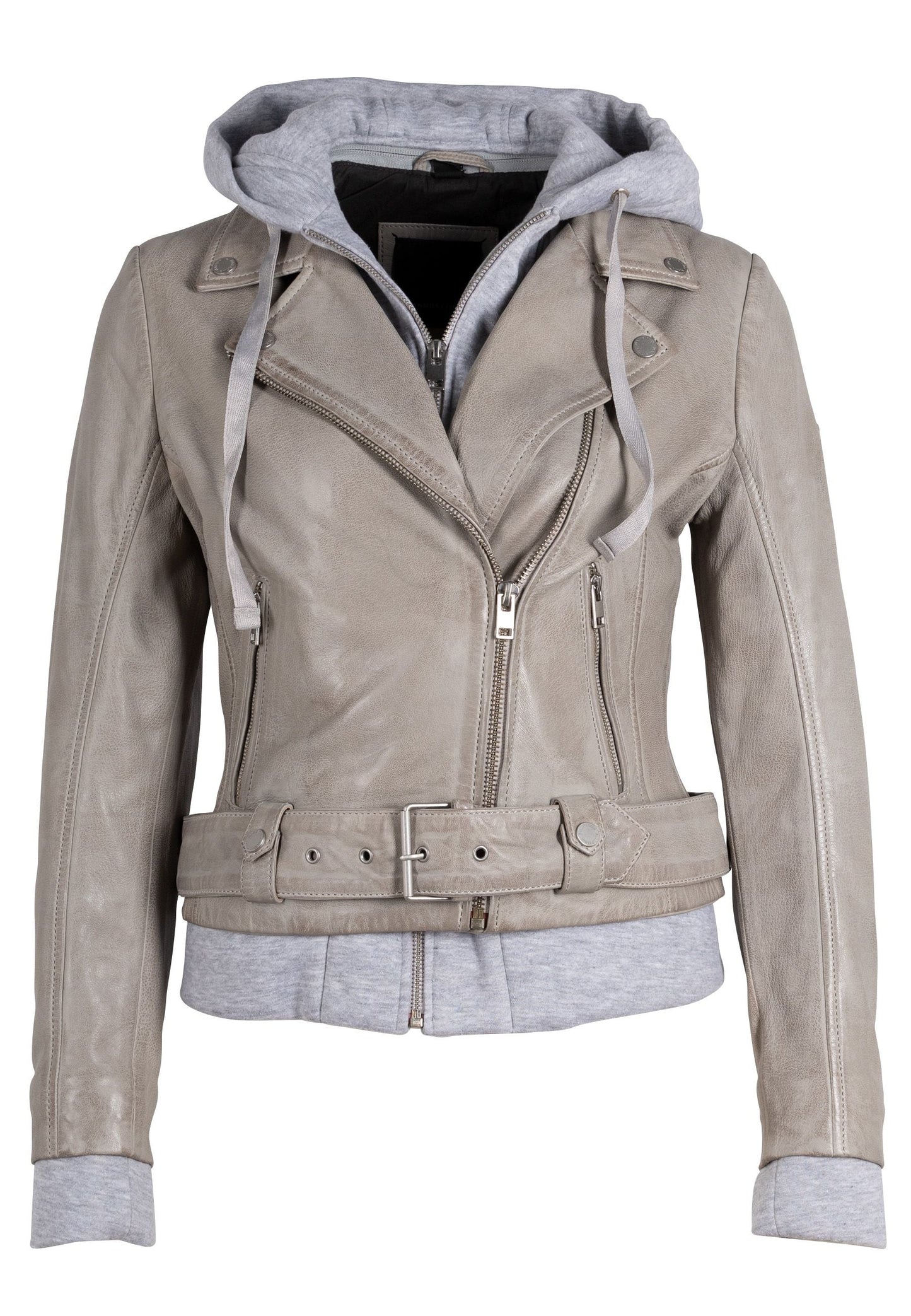 Freda Leather Jacket, Silver Grey